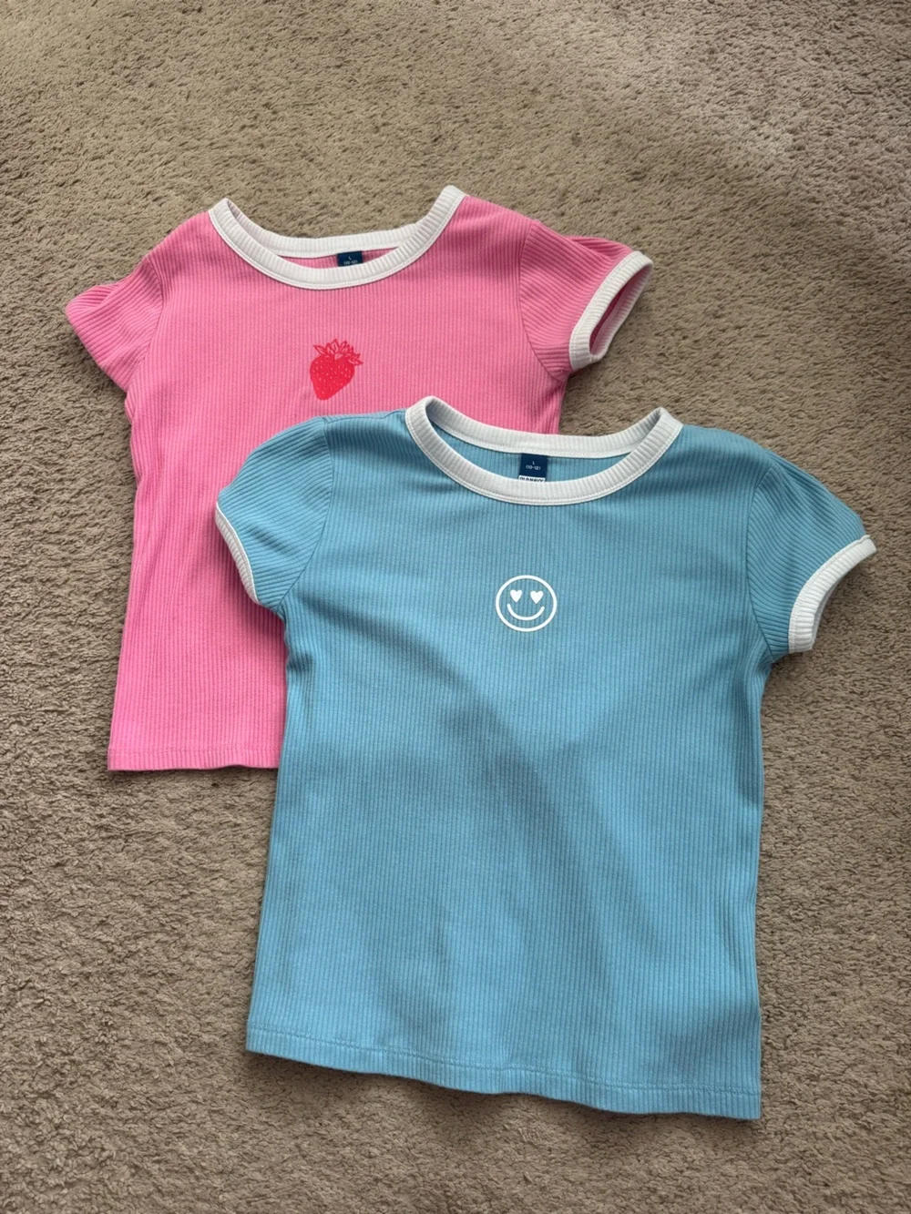 Old Navy Pink & Blue Ribbed Ringer Kids Tee Duo